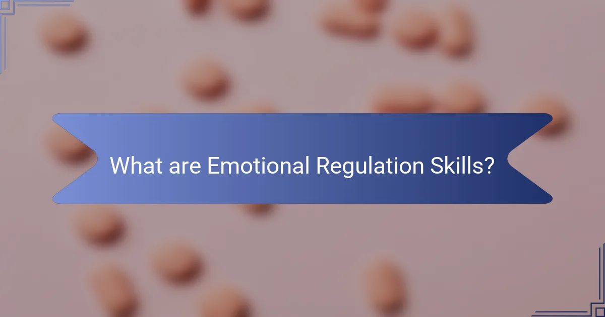 What are Emotional Regulation Skills?